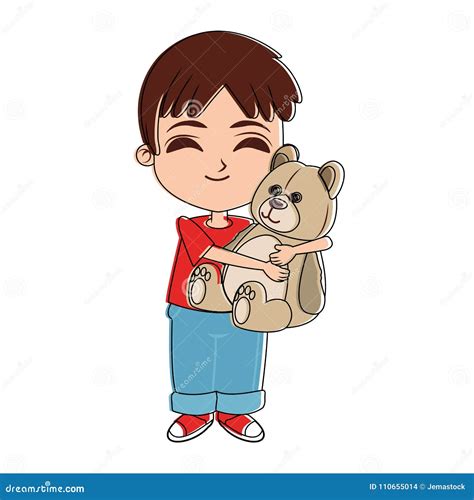 Girl Hugging Teddy Bear Stock Vector Illustration Of Hugging 110655014