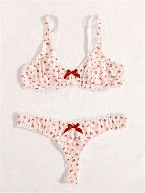 Floral Lace Trim Underwire Lingerie Set Artofit