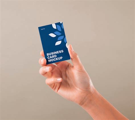 Premium Psd Holding Hand Vertical Business Card Mockup