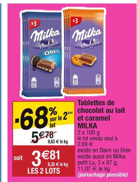 Promo Tablettes De Chocolat Au Lait Et Caramel Milka Chez Migros France