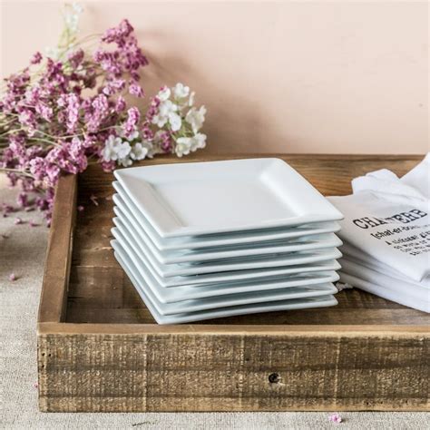 Better Homes & Gardens 5" Square Appetizer Plate, White, Set of 8 ...