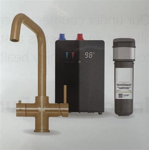 In Boiling Hot Water Square Spout Kitchen Tap With Digital Tank Filter Brushed Copper