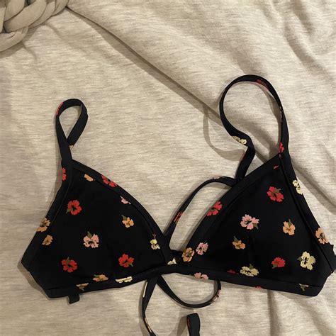 Madewell Navy Floral Bikini Top Size XXS Depop
