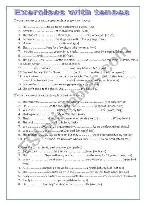 Choose The Correct Tense ESL Worksheet By Hannale