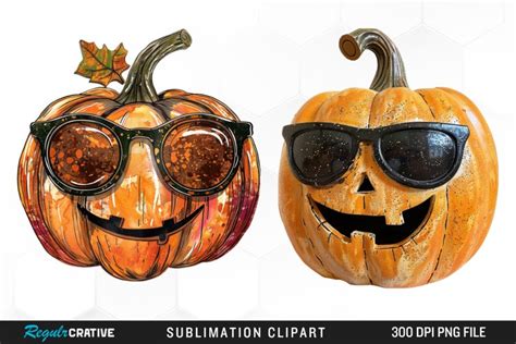 Pumpkin With Sunglasses Artwork Clipart