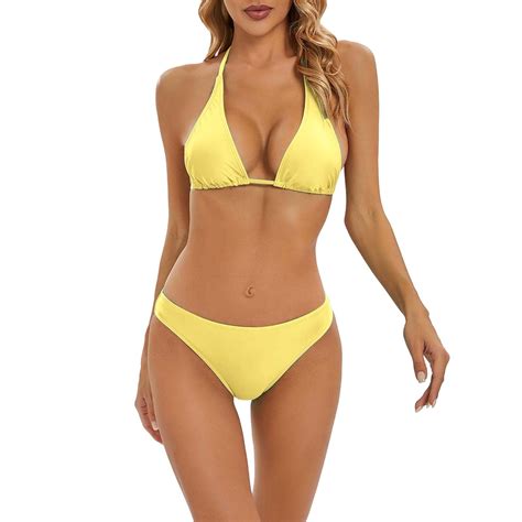 Prolriy Bikini Sets For Women Women S Fashionable And Solid Color Bikini Swimsuit Set With