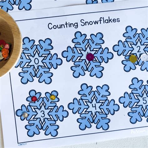 Free Counting Snowflakes Winter Math Activities For Preschoolers