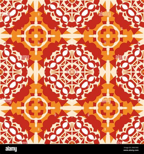 Seamless Background Pattern Of Orange And Red Mosaic Tiles Stock Vector