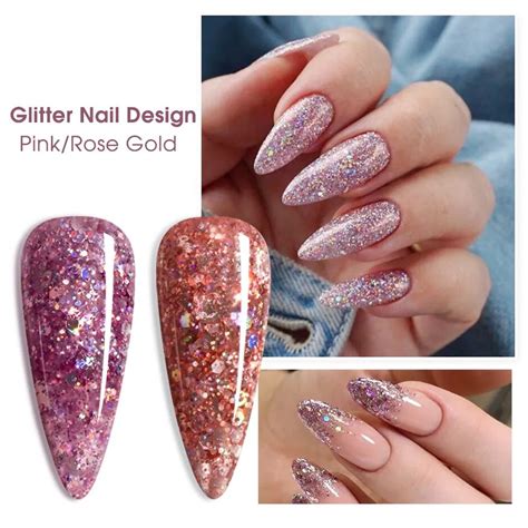 Clear Pink Glitter Acrylic Nails