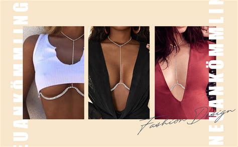 Sethain Kristall Brustkette Silber Strass Bh Kette Strand K Rperketten Anzugkette Bikini Party