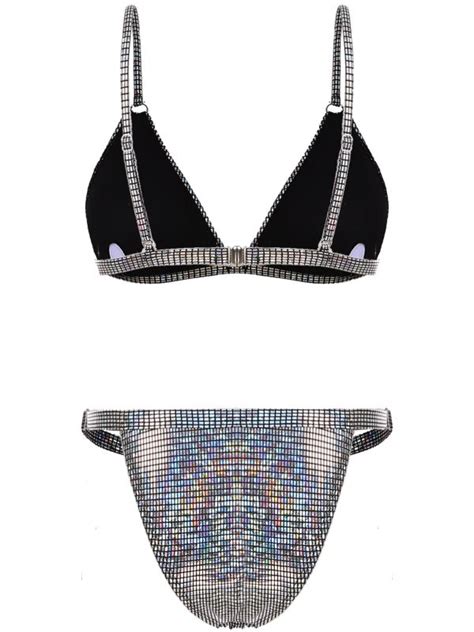 Iefiel Womens Two Piece Bikini Set Metallic Shiny Bathing Suit Swimsuit Swimwear Underwear For