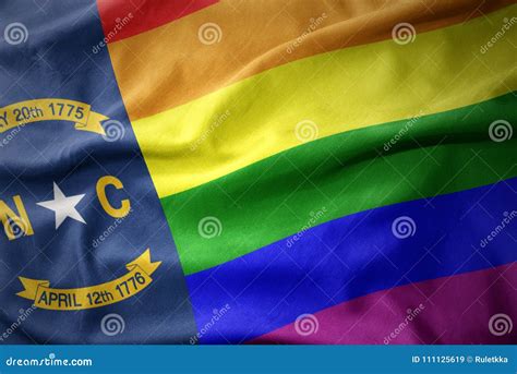 Waving North Carolina State Rainbow Gay Pride Flag Banner Stock Illustration Illustration Of