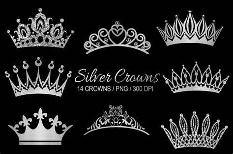 Silver Princess Crowns And Tiaras Grafica Di Digital Attic Studio