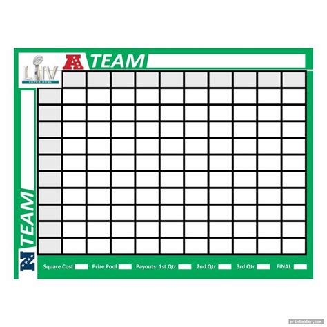 Super Bowl Square Template Excel Best Templates Resources
