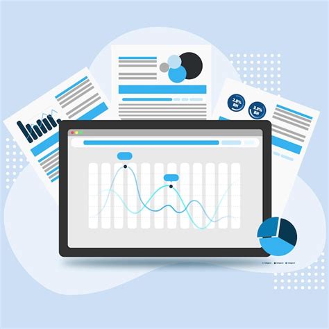 Premium Vector Vector Of Statistical Data On Paper And Tablet With Shapes Background