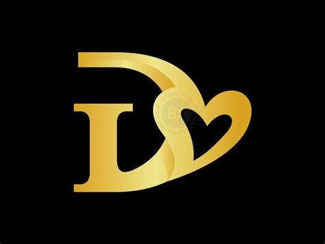 Golden Letter D Love Logo Branition