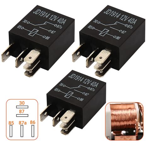 3 Packs 5 Pin Relay 12v 40a Multi Purpose Automotive