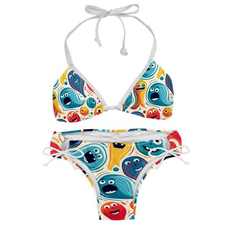 Bowling Swimming Suit Bikini Set Bikinis Detachable Sponge Adjustable Strap Two Pack Beach