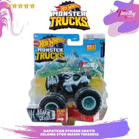 Hot Wheels Monster Trucks Truck Bear Devil Pickup Hitam Putih Lazada Indonesia