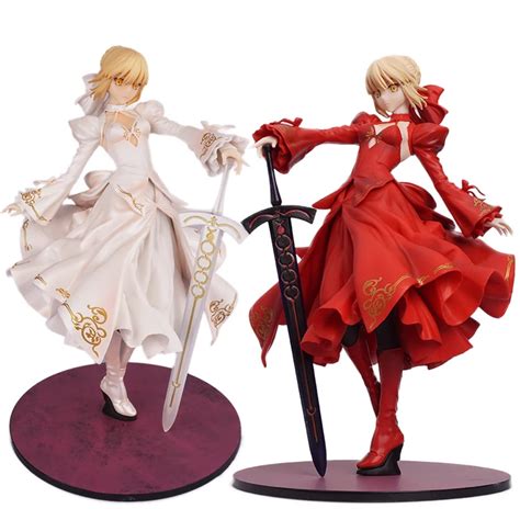 Fate/stay Night characters Red Black wedding Dresses Saber Figure Model ...