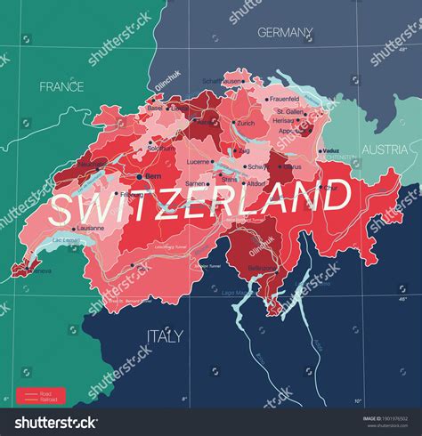 Switzerland Country Detailed Editable Map Regions Stock Vector (Royalty ...