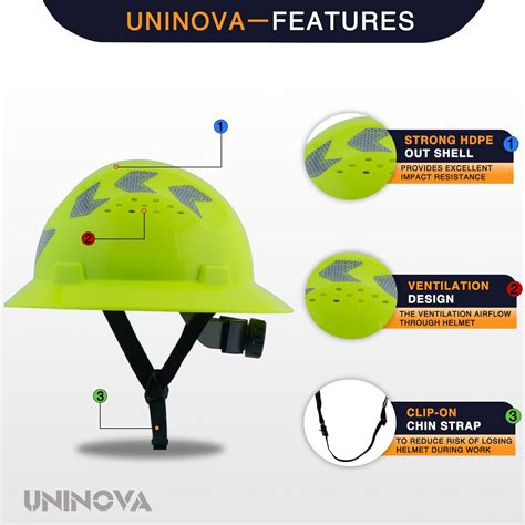 Snapklik.com : UNINOVA Full Brim Hard Hat Safety Helmet Vented Black