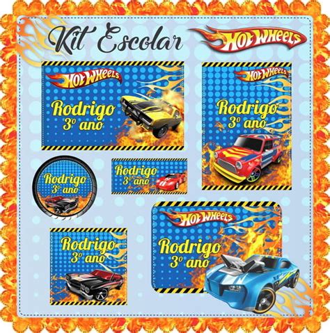 Kit Etiqueta Escolar Hot Wheels No Elo Mamadi Personalizados C F