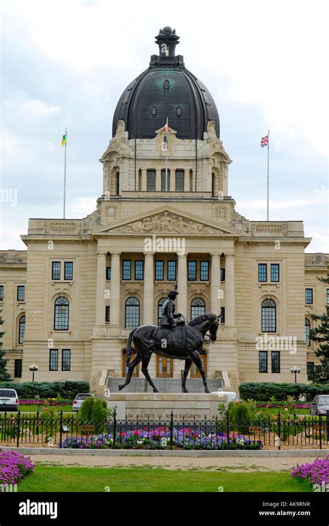 Provincial Capital Legislative Building Regina Saskatchewan Canada with Queen Elizabeth II ...