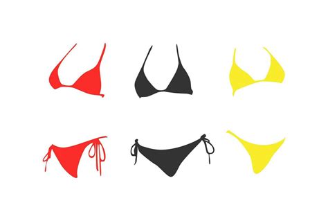 conjunto de Tres bikini trajes de baño verano nadar playa Moda concepto plano vector
