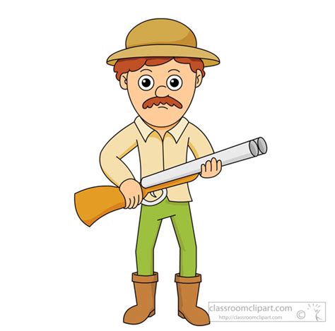 Outdoors Clipart - hunter-holding-a-shot-gun - Classroom Clipart