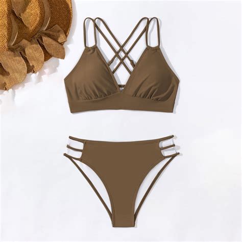 Dihao Two Piece Bikini For Women Clearance Plus Size Women S Bikini Set High Waist Swimsuit With