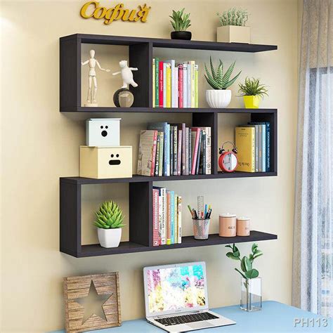 4 Layers Wooden Book Shelf Wall Rack Hanging Book shelves Wall Books ...