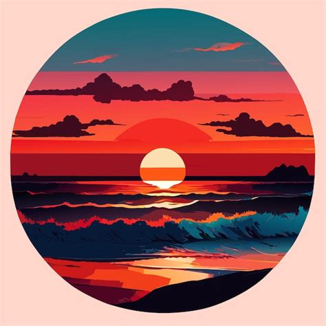 Desenho Animado De Ilustra O Vetorial De P R Do Sol De Praia Em