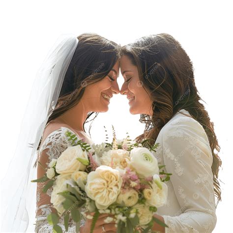 Lesbian Couple Getting Married Cartoon Flat Design Wedding PNG