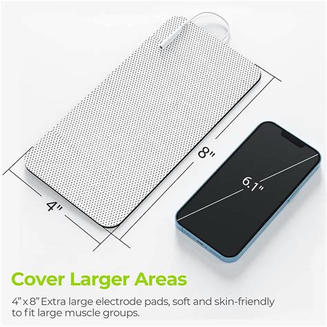 AUVON Extra Large Tens Unit Replacement Pads 4'' x 8 (2 Pcs) - Premium