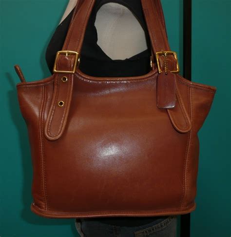 Vintage COACH Brown LEGACY Two Strap Leather Tote Satchel Purse Bag 9086