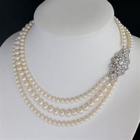 Crystal Statement Necklace Pearl Necklace Wedding Wedding Necklace