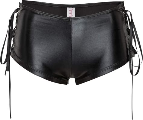 r dessous sexy Damen Wetlook Hot Pants Höschen Panty Hipster Shorts Hotpants Lack Clubwear