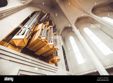 Organ Big Music Instrument In Hallgrimskirkja A Beautiful Church In