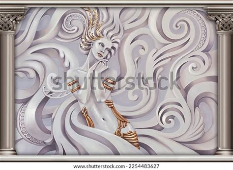 3d Wallpaper Beautiful Nude Woman Sculpture Stock Illustration 2254483627 Shutterstock