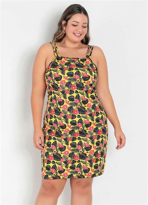 Vestido Floral Amarelo Al As Plus Size Marguerite