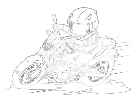 Printable Fast Ride Naked Bike Motorcycle Coloring Page Mimi Panda