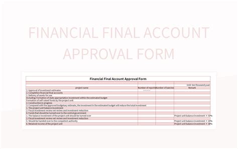 Financial Final Account Approval Form Excel Template And Google Sheets