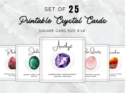 Crystal Meaning Cards Printable Crystal Information Cards Etsy