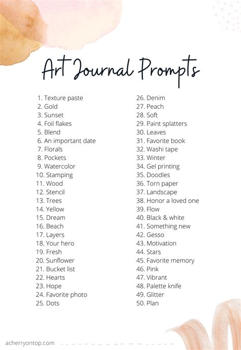 Art Journal Prompts Free Printable A Cherry On Top