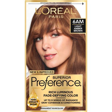 L'Oreal Paris Superior Preference Hair Color, 6AM Light Amber Brown
