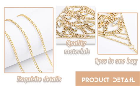 Sethain Rhinestone Underwear Gold Chain Sparkling Crystal Thong Panties Bikini Body Chains Leaf