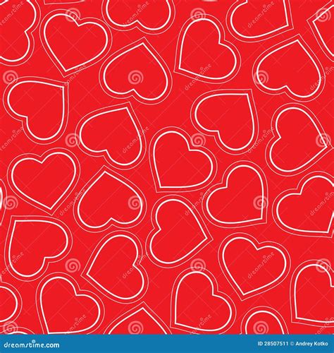 Seamless Pattern Of Red Hearts Stock Vector Illustration Of Card