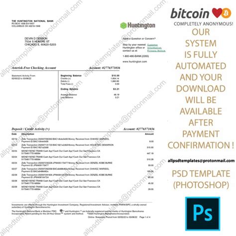 Usa Huntington Bank Statement Template All Psd Templates