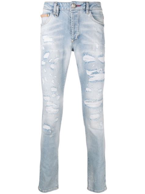 Philipp Plein Cal A Jeans Skinny Efeito Destroyed Farfetch